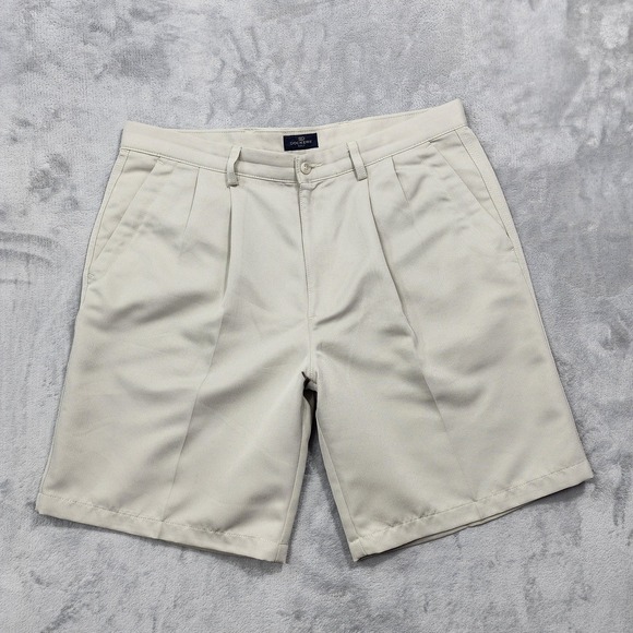Dockers Other - Dockers Golf Shorts Mens 36 Beige Pleated Microfiber Chino Relaxed 10 Inseam